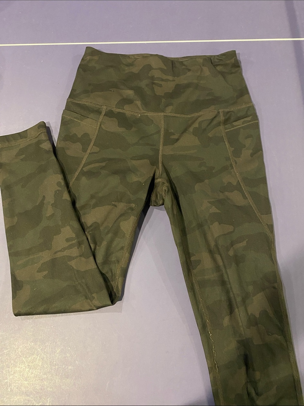Girls' High-Waist Camo Leggings - Olive Green
